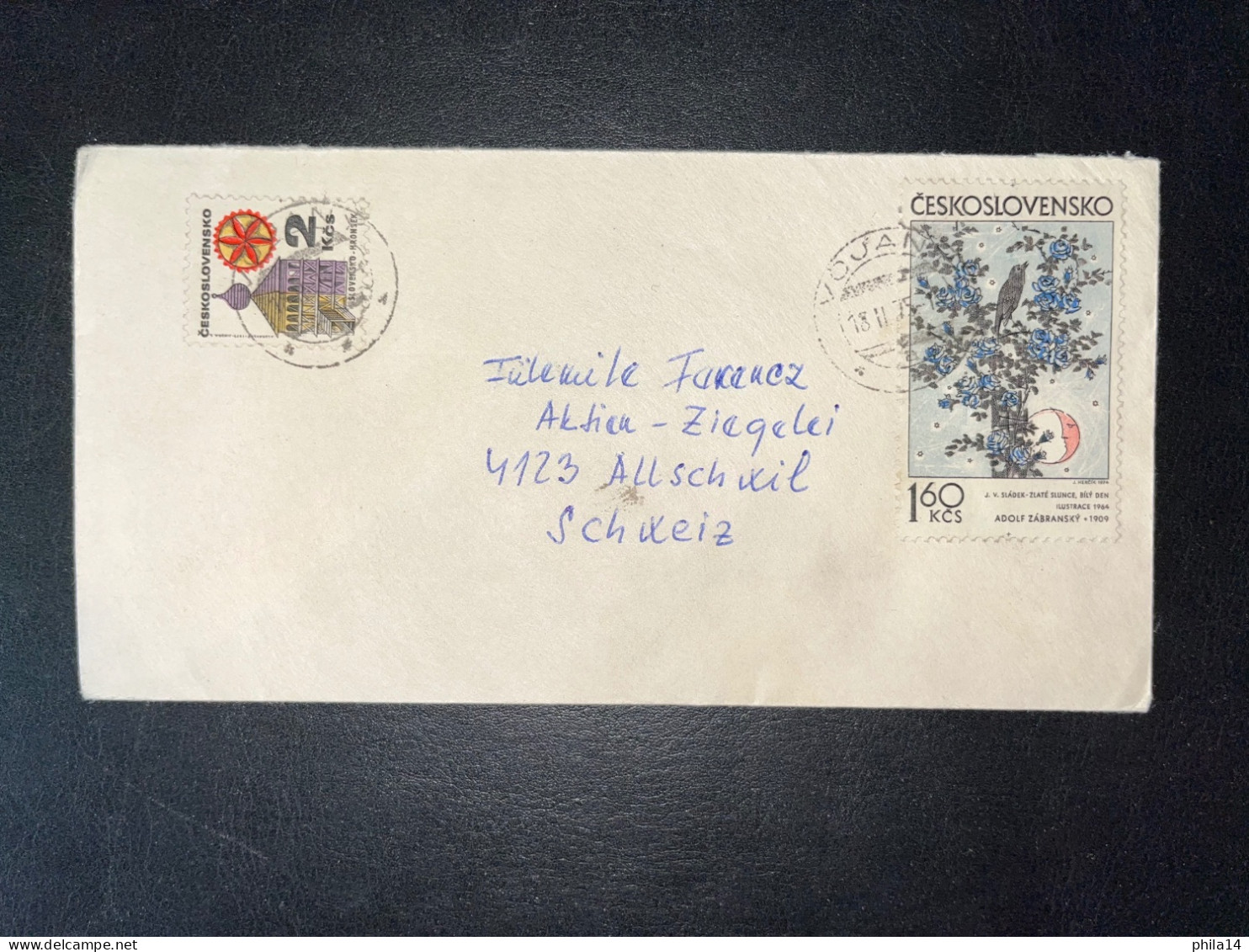 ENVELOPPE TCHECOSLOVAQUIE VOUANY 1975 POUR ALLSCHWIL SUISSE - Storia Postale