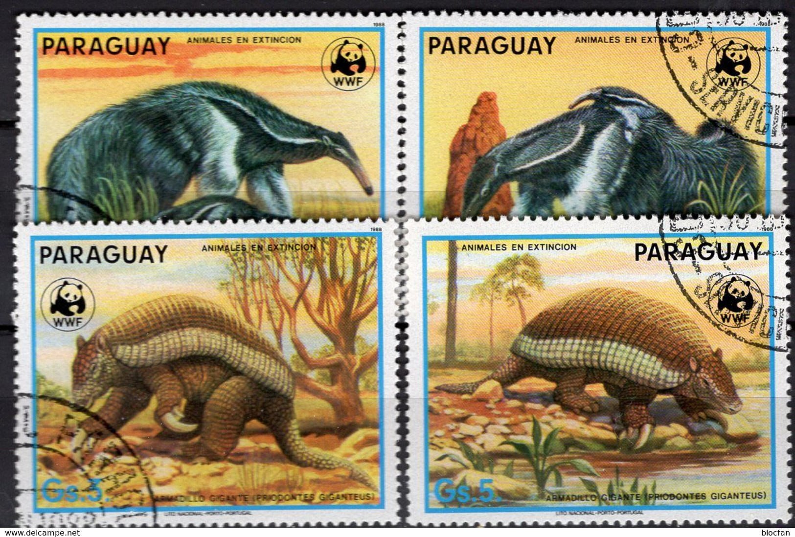 WWF-Set #23 Paraguay 4225/8 O 2€ Naturschutz 1988 Ameisen-Bär Riesen-Gürteltier Sets Fauna Priodontes Stamps Of Wildlife - Usati