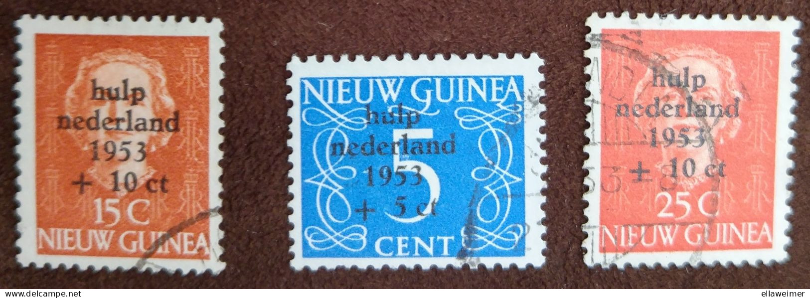 Nederlands Nieuw Guinea - Nrs. 22 T/m 24 Watersnood 1953 (gestempeld/used) - Nederlands Nieuw-Guinea