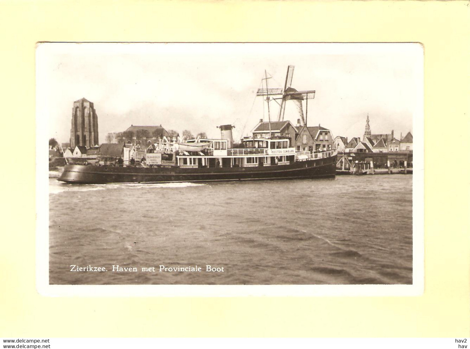 Zierikzee Aanlegplaat Veerboot En Molen '56 RY44088 - Zierikzee