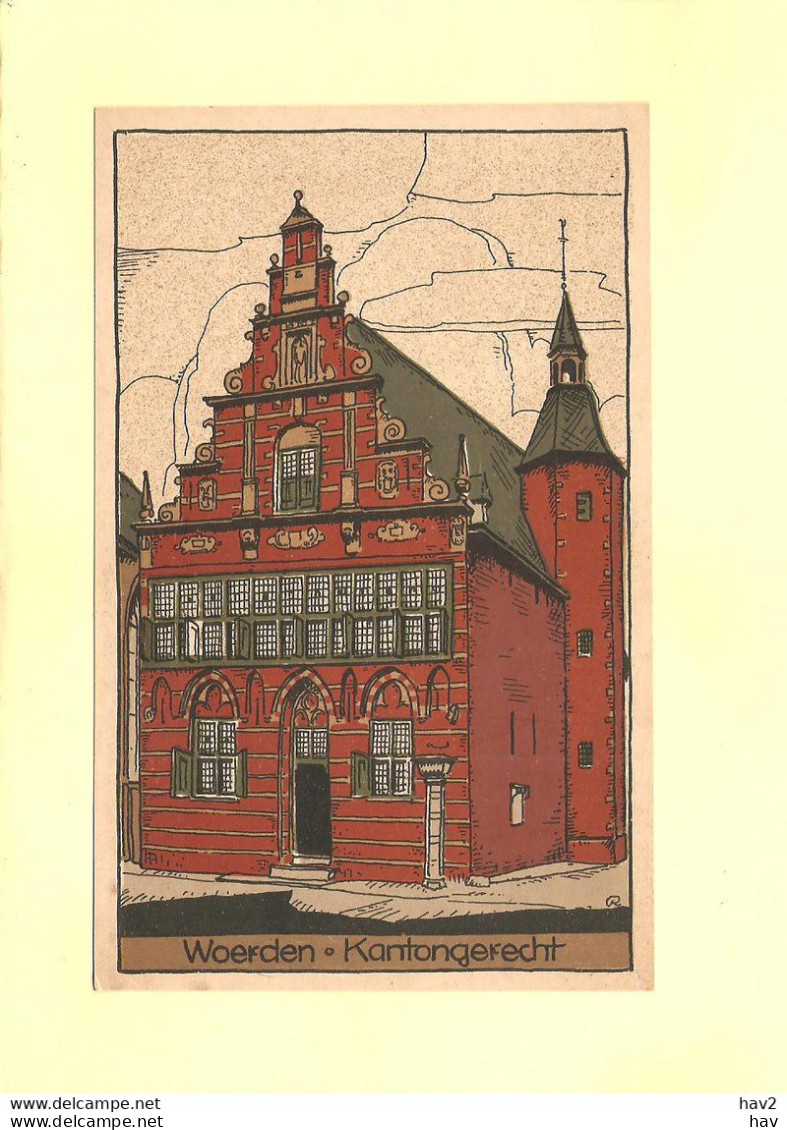 Woerden Kanton Getekend En Ingekleurd 1925 RY44146 - Woerden