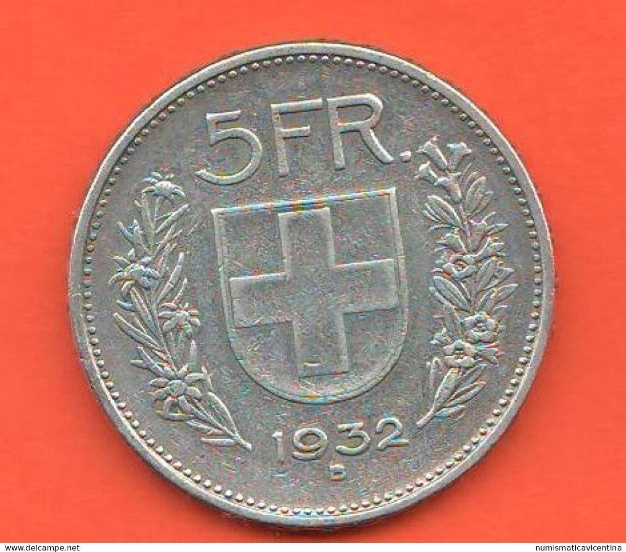 Svizzera 5 Francs 1932 5 Franchi HELVETIA Suisse Switzerland Schweiz Silver Coin - Autres & Non Classés