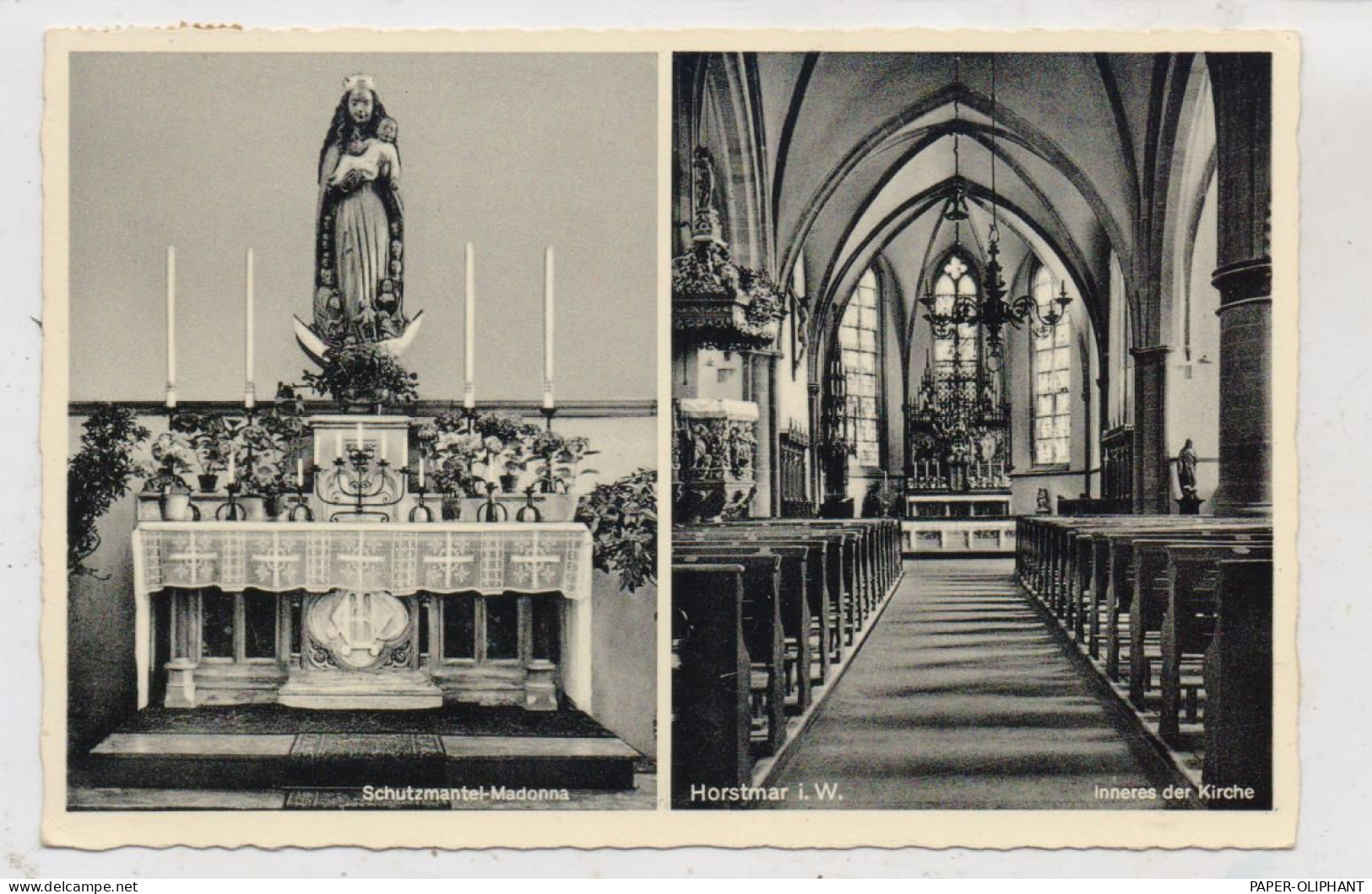 4435 HORSTMAR, Kircheninneres, Schutzmantel-Madonna, 1956 - Steinfurt