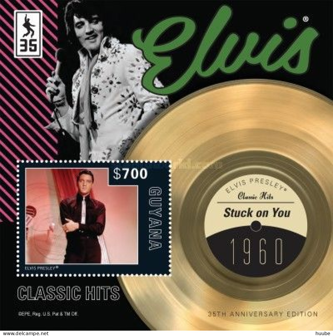 Guyana, 2012, Mi 8360-8364, Elvis Presley Classic Hits, 5 Blocks 863-867, MNH - Elvis Presley