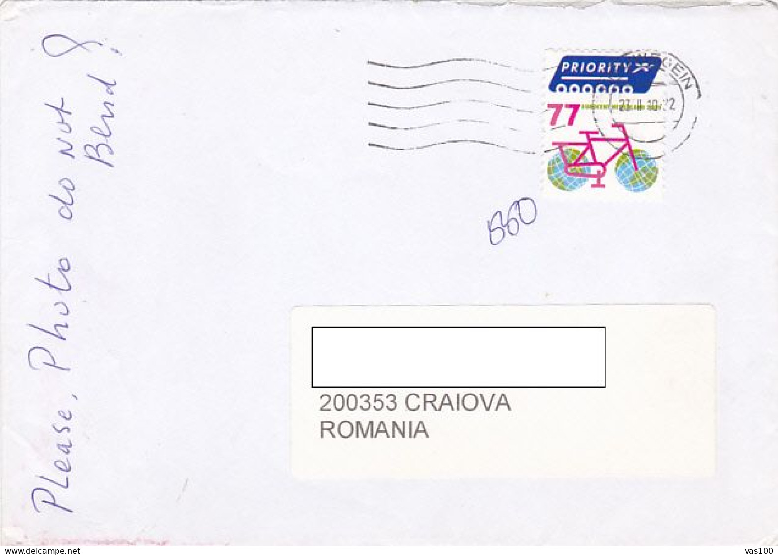 CYCLING, STAMP ON COVER, 2010, NETHERLANDS - Lettres & Documents