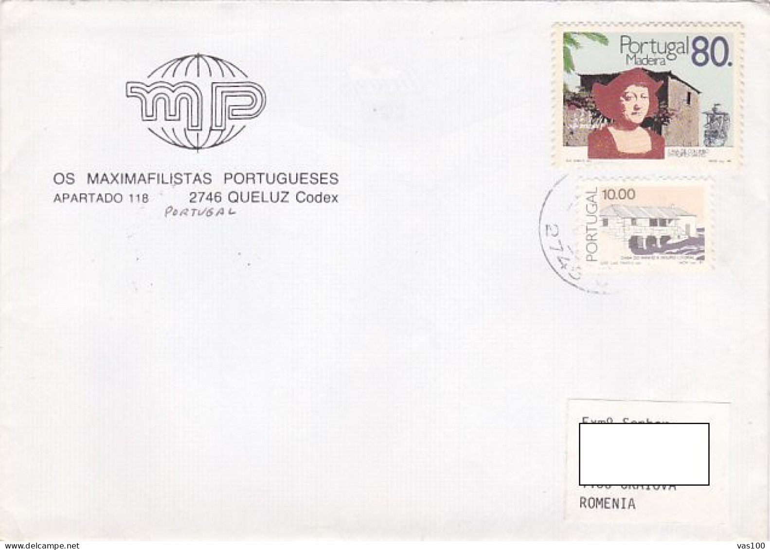 CHRISTOPHER COLUMBUS, HOUSE, STAMPS ON COVER, 1994, PORTUGAL - Brieven En Documenten