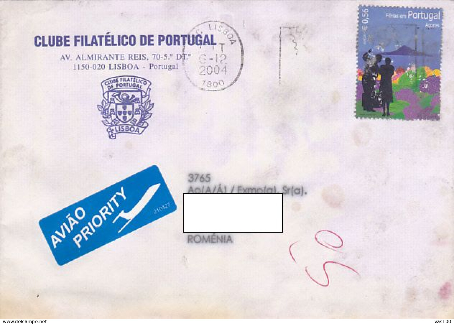 AZORES FESTIVAL, STAMP ON COVER, 2004, PORTUGAL - Cartas & Documentos