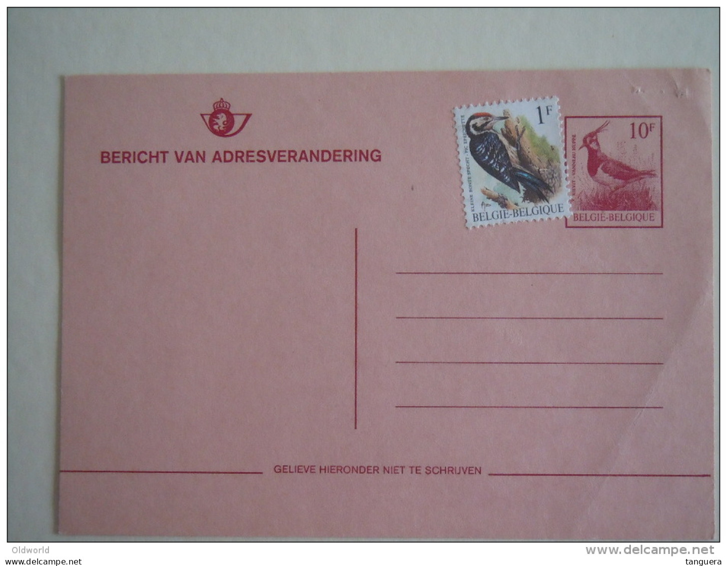 België Briefkaart Belgique 1990-1994 Entier Adresverandering Changement D'adresse 10F Used SBEP 27.i N - Avviso Cambiamento Indirizzo