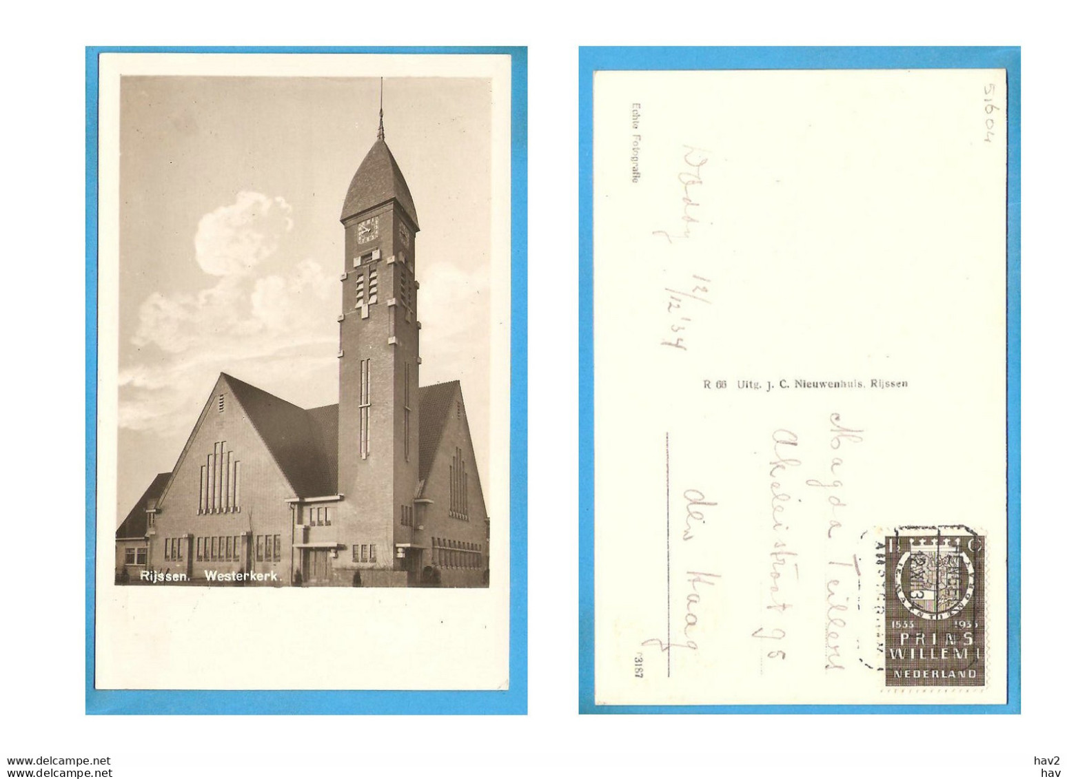 Rijssen Wester Kerk 1934 RY51604 - Rijssen