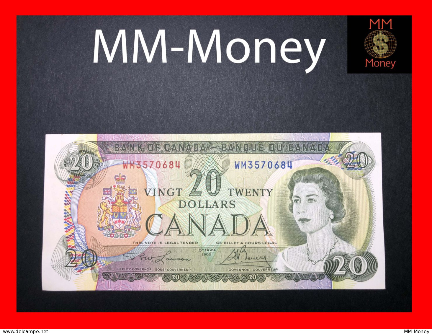 CANADA 20 $  1969  P. 89   "sig. Lawson - Bouey"     XF+     [MM-Money] - Kanada