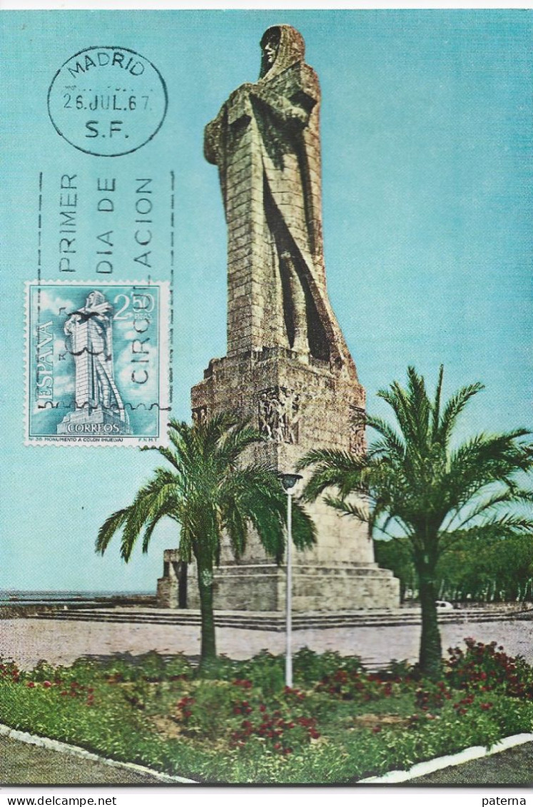 3796  Maxima  Madrid 1967, Huelva, Monumento A Colon - Tarjetas Máxima