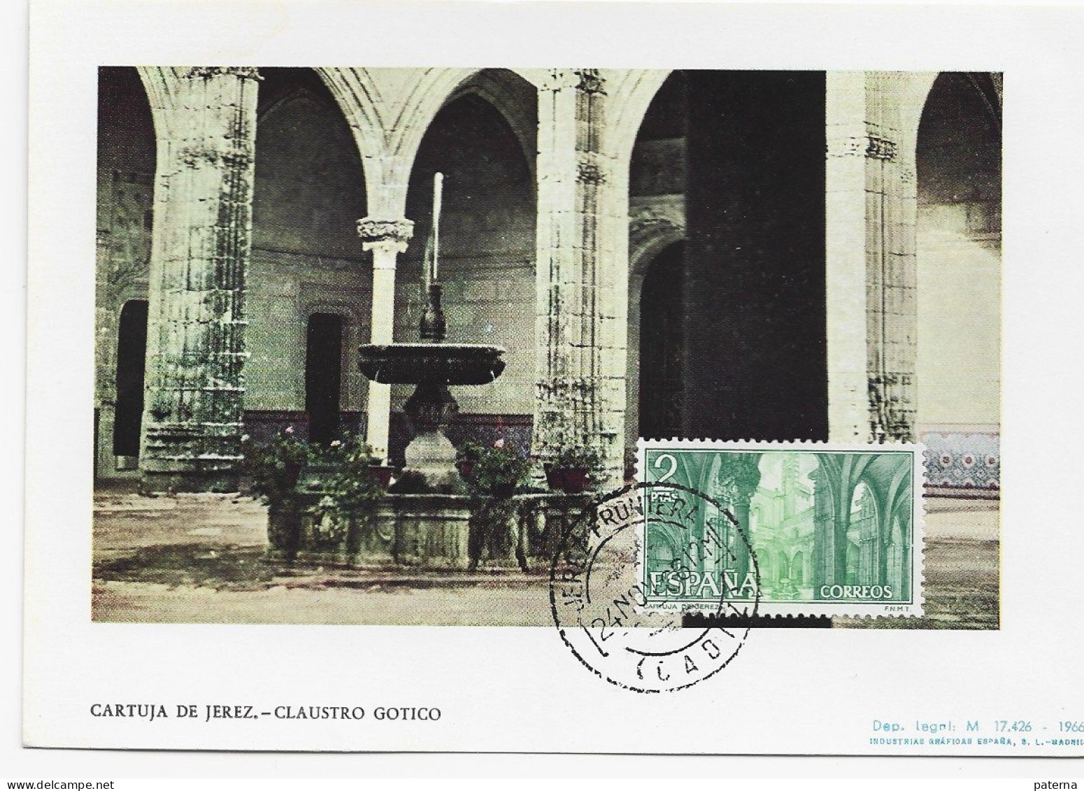 3796  Máxima   Jerez De La Frontera,  1966,  Cadiz ,. Cartuja De Jerez- Claustro Gótico. - Tarjetas Máxima