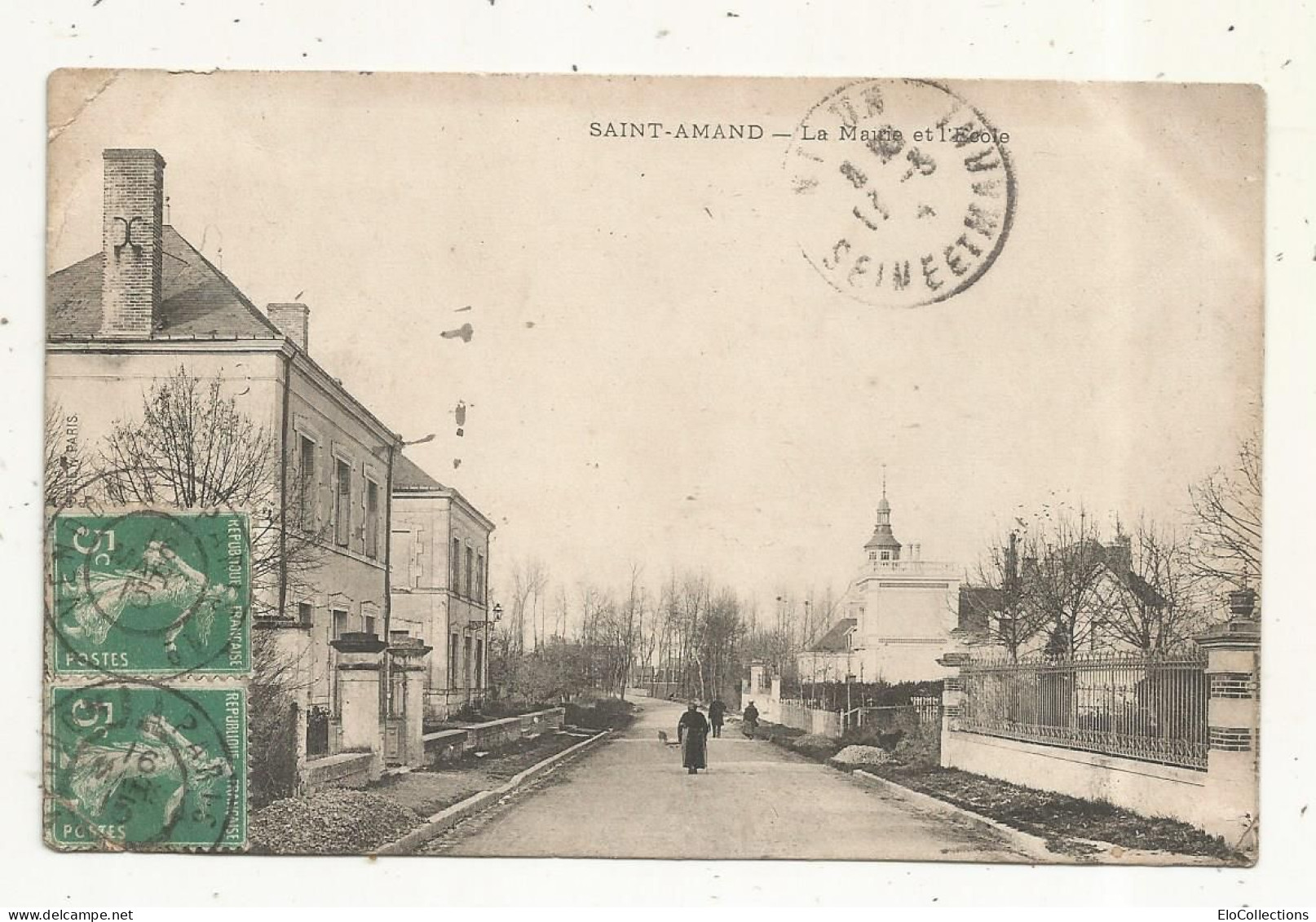 Cp, 41, SAINT AMAND, La Mairie Et L'école, Voyagée - Saint Amand Longpre