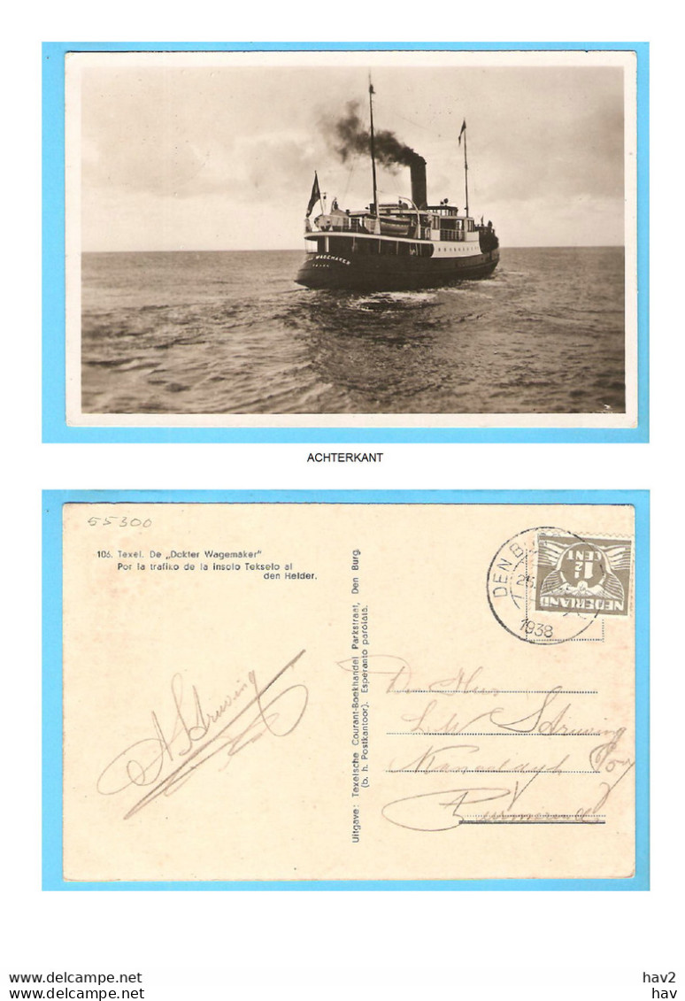 Texel Schip Dokter Wagenmaker Op Zee 1938 RY55300 - Texel