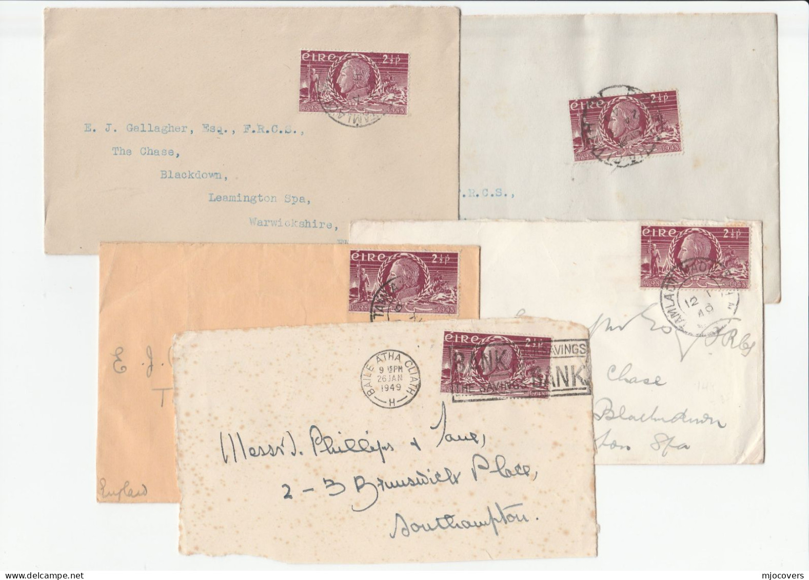 4 1948 INSURRECTION Stamps On COVERS IRELAND Sailing Ship  + 1 Cover Front  Bank Slogan - Verzamelingen & Reeksen