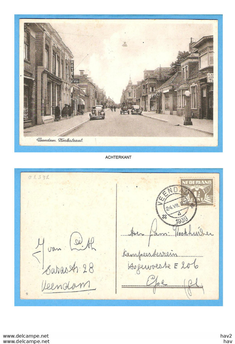 Veendam Kerkstraat Hotel Shell Pomp 1939 RY52392 - Veendam