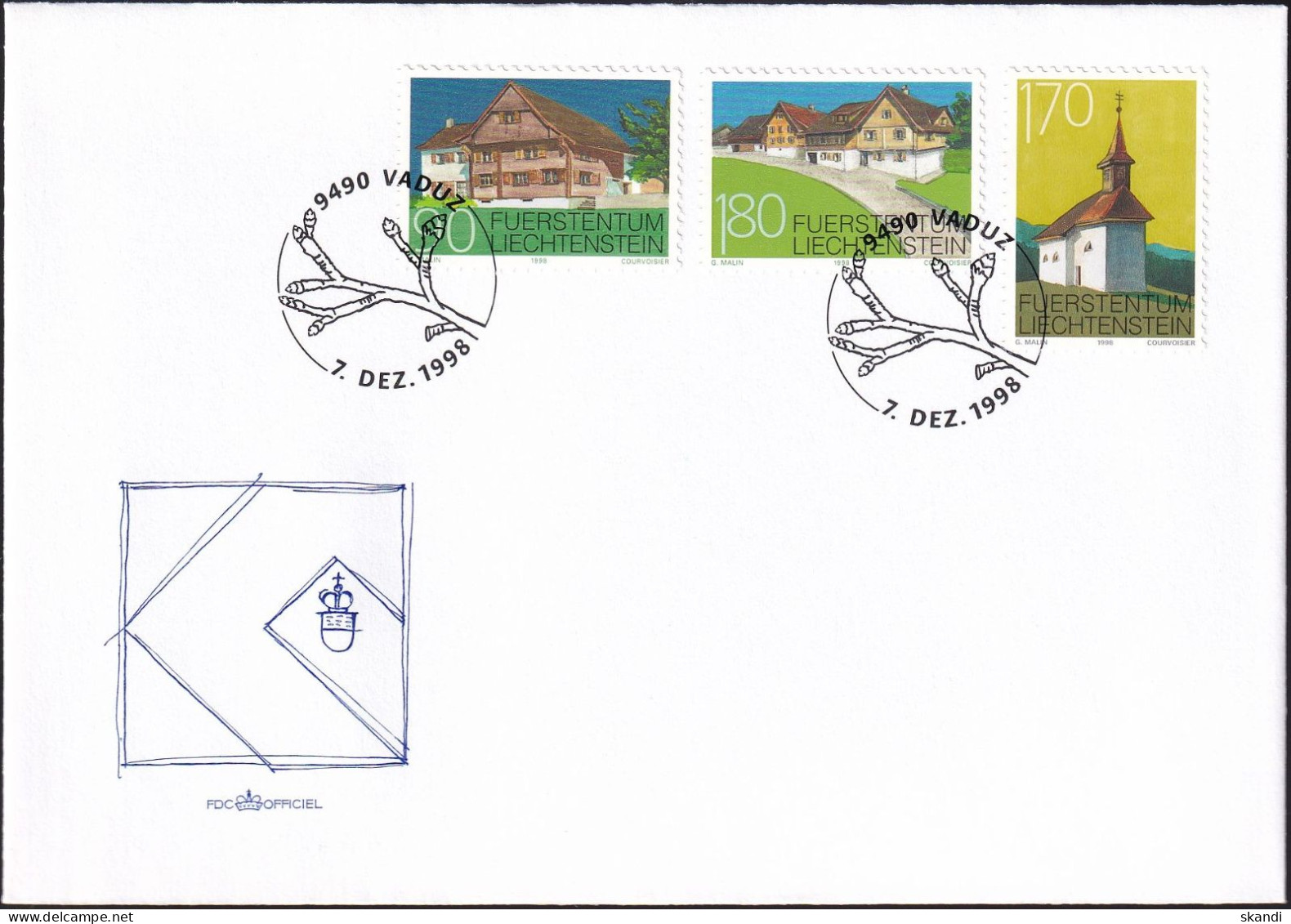 LIECHTENSTEIN 1998 Mi-Nr. 1186/88 FDC - FDC