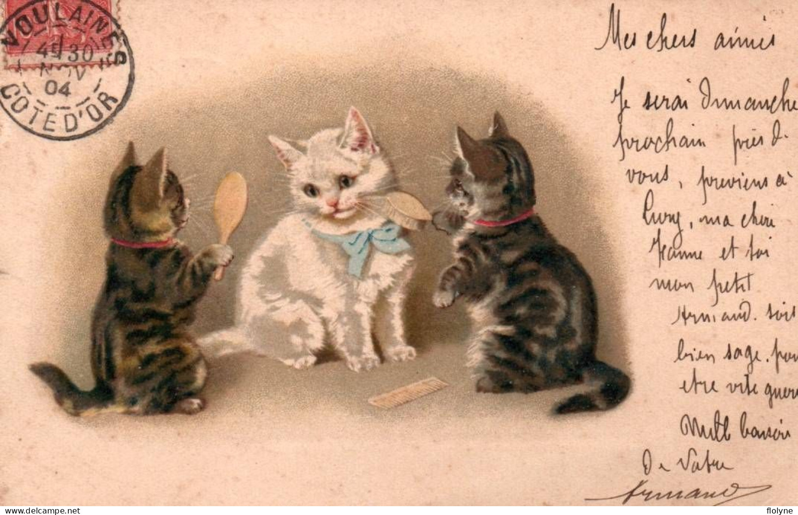 Chat - Cpa Illustrateur - Chats Humanisés Faisant La Toilette - Cat Katze - Chats