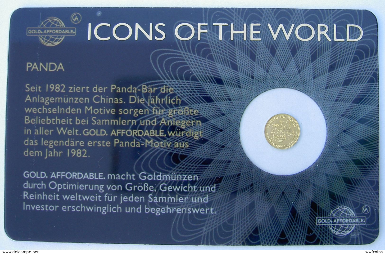 RWANDA 10 F 2015 ORO PROOF GOLD 9999 PANDA SOVEREIGN ICON OF THE WORLDS ORIGINAL BLISTER PESO 1-200 OZ TITOLO 0,9999 CON - Rwanda