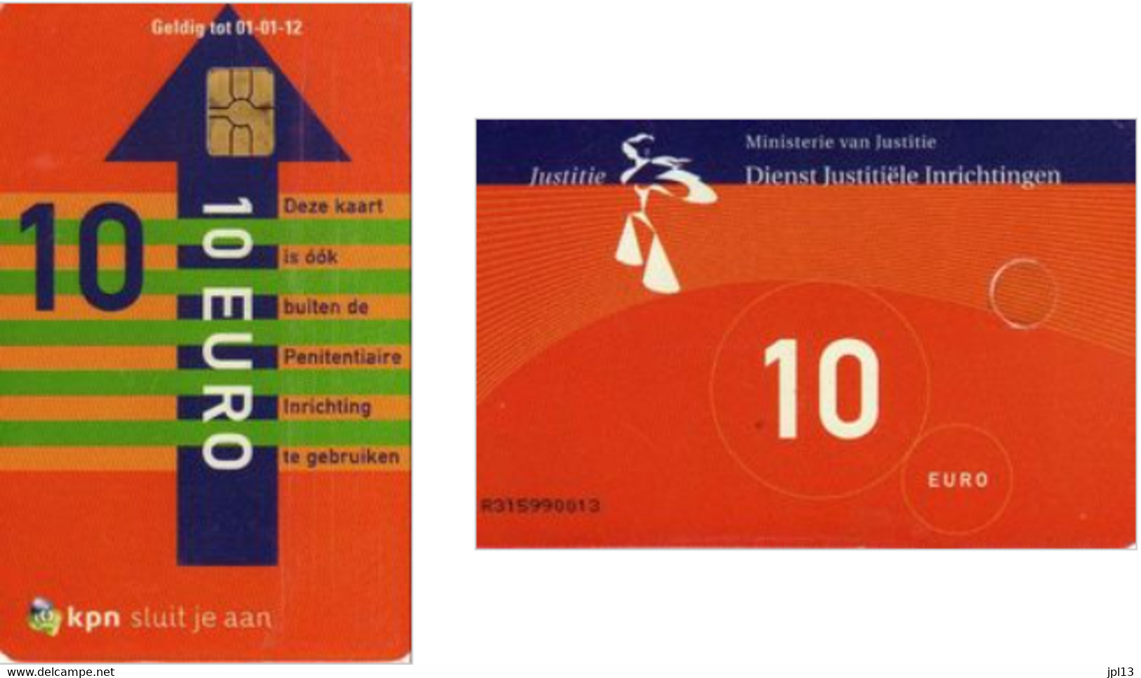 Carte à Puce - Pays-Bas - Kpn Telecom - Prison - Justitie Orange Foncée 10 Euro, Série R3159, Puce Gem5 Rouge - Unclassified