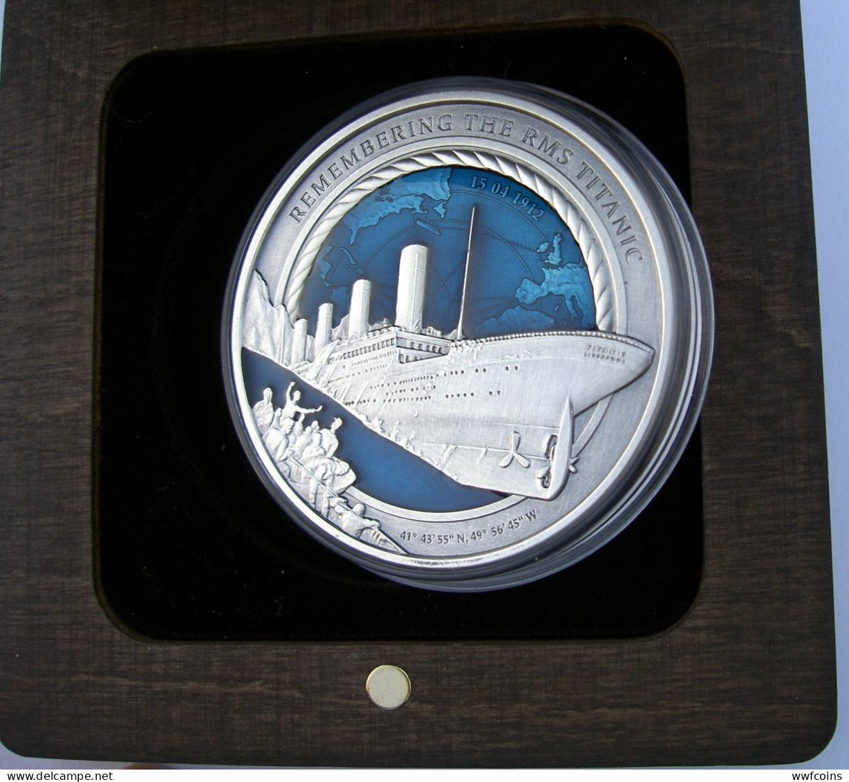 SOLOMON ISLANDS 10 $ 2021 ARGENTO 3 OZ 999 3D REMEMBERING RMS TITANIC WHITE STAR LINE VICE-PRESIDENT UNC ANTIQUE FINISH