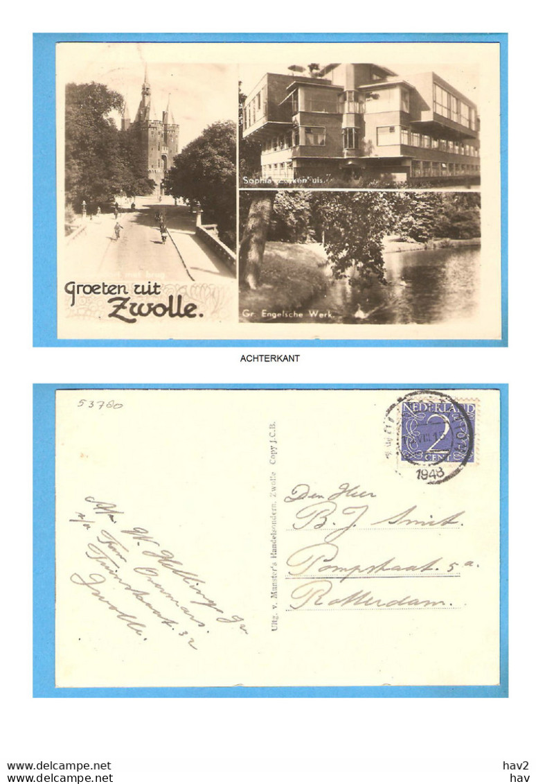 Zwolle Groeten 3-luik Met Ziekenhuis 1948 RY53780 - Zwolle