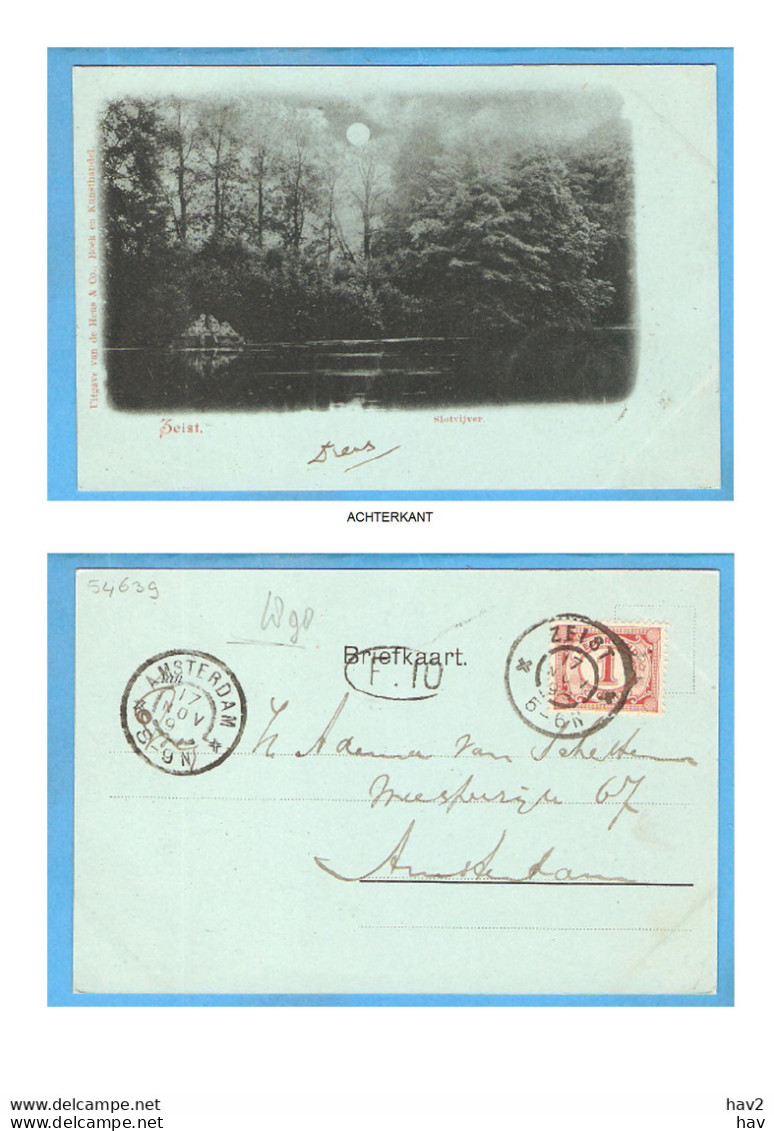 Zeist Slotvijver Litho Met Maan 1899 RY54639 - Zeist