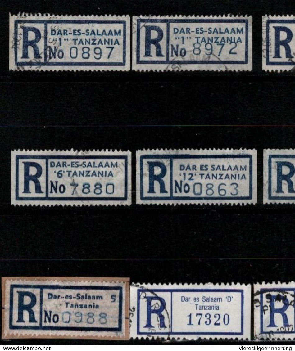 ! 3 Steckkarten Mit 41 R-Zetteln Aus Tansania, Tanzania, Africa, Einschreibzettel, Reco Label - Tanzania (1964-...)