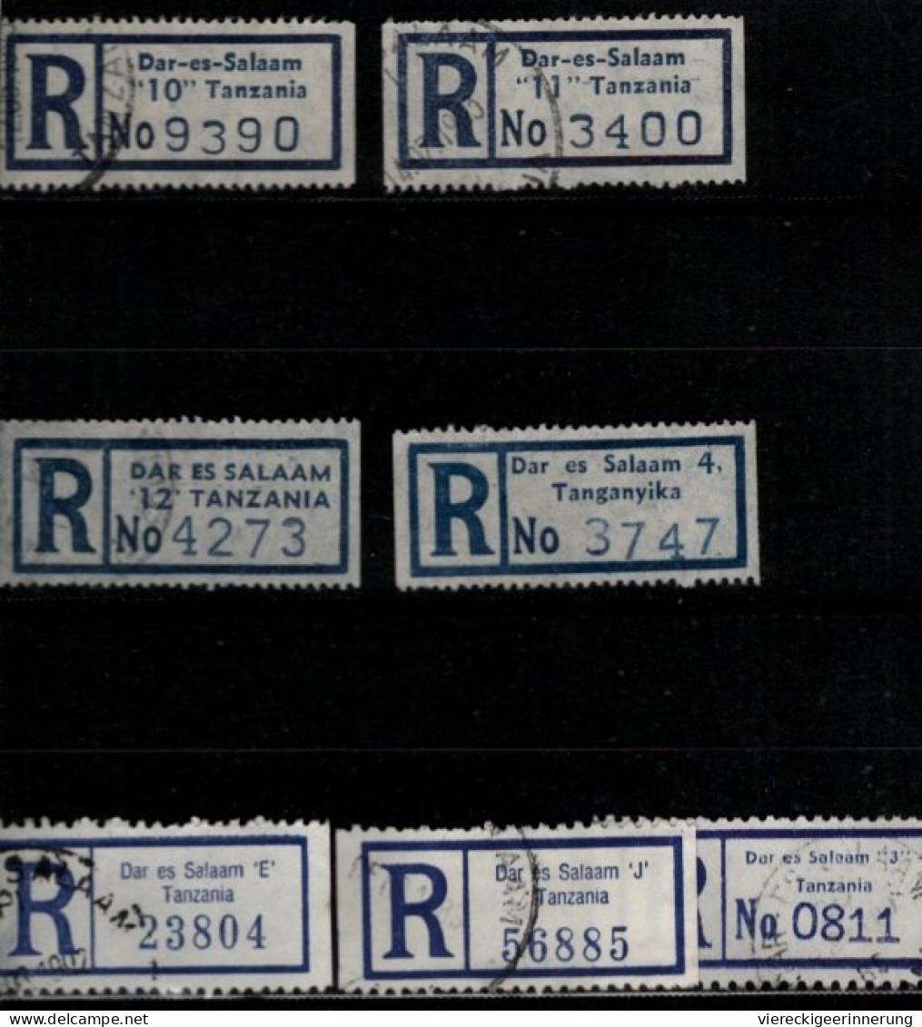 ! 3 Steckkarten Mit 41 R-Zetteln Aus Tansania, Tanzania, Africa, Einschreibzettel, Reco Label - Tansania (1964-...)