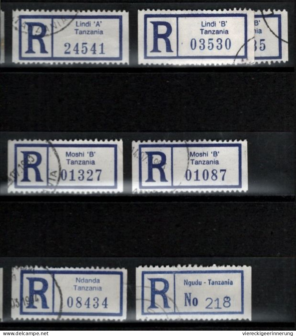 ! 3 Steckkarten Mit 41 R-Zetteln Aus Tansania, Tanzania, Africa, Einschreibzettel, Reco Label - Tansania (1964-...)