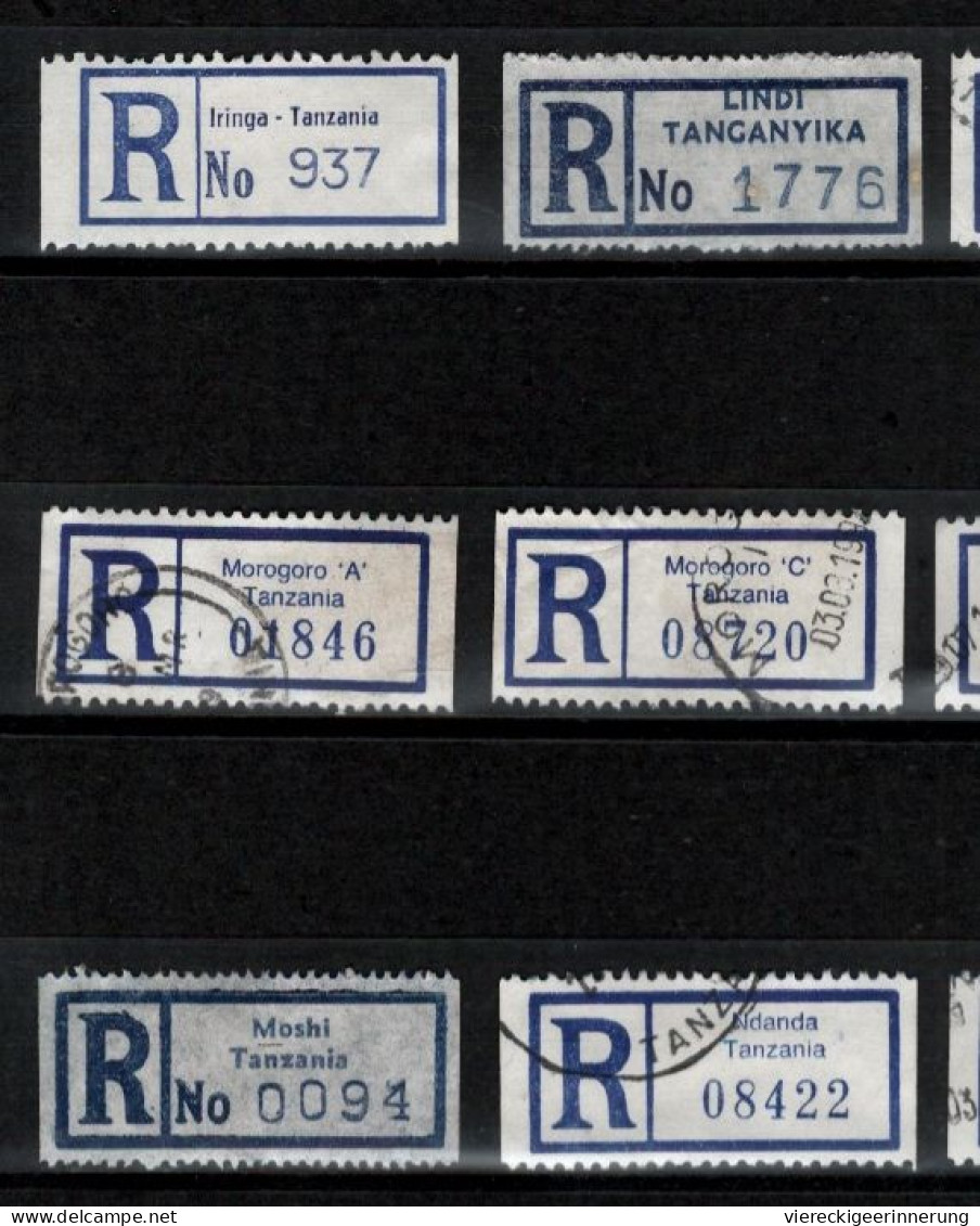 ! 3 Steckkarten Mit 41 R-Zetteln Aus Tansania, Tanzania, Africa, Einschreibzettel, Reco Label - Tanzanie (1964-...)