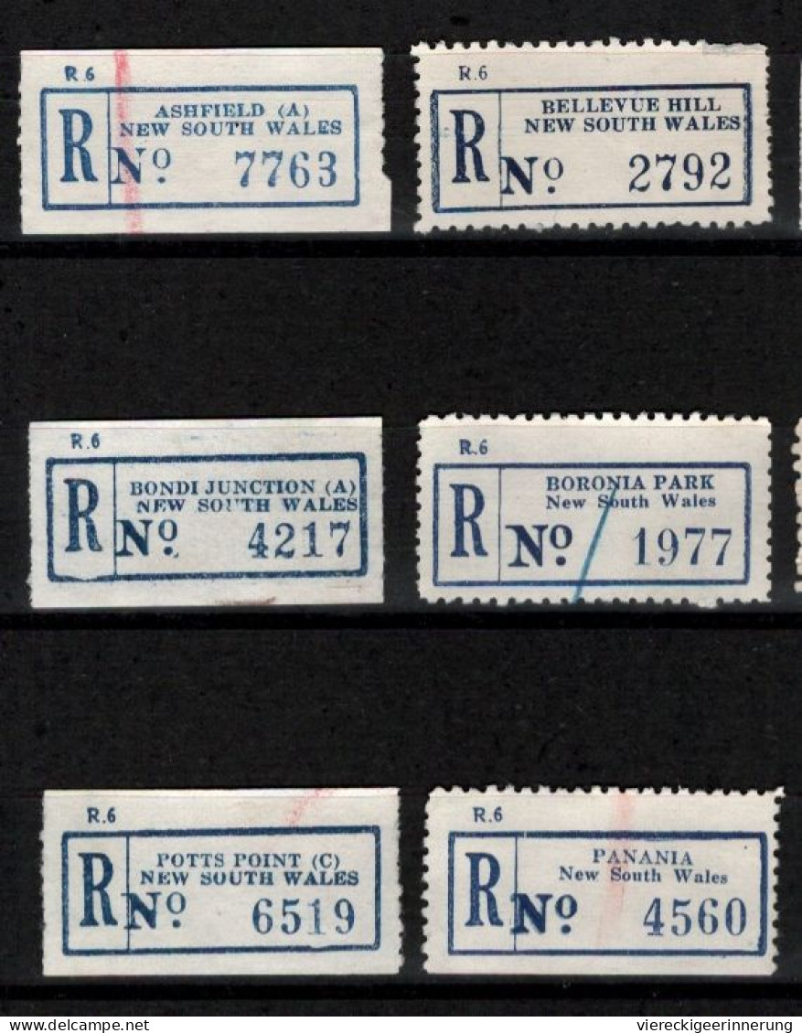 ! 3 Steckkarten Mit 35 R-Zetteln Aus Australien, Australia, Einschreibzettel, Reco Label - Collections