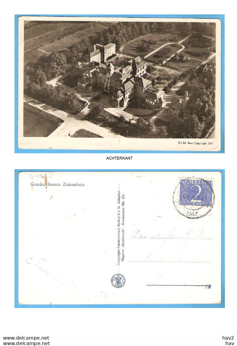 Gouda Panorama Iterson Ziekenhuis 1947 RY54048 - Gouda
