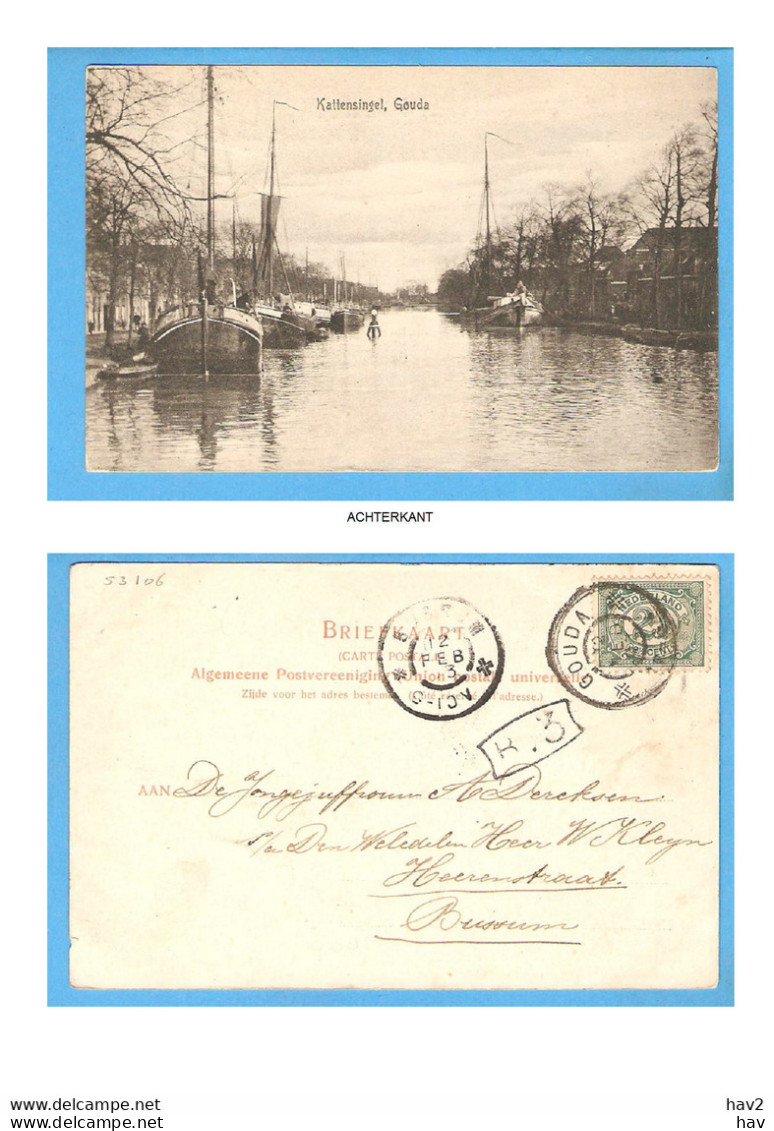 Gouda Kattensingel Binnenvaart 1918 RY53149 - Gouda