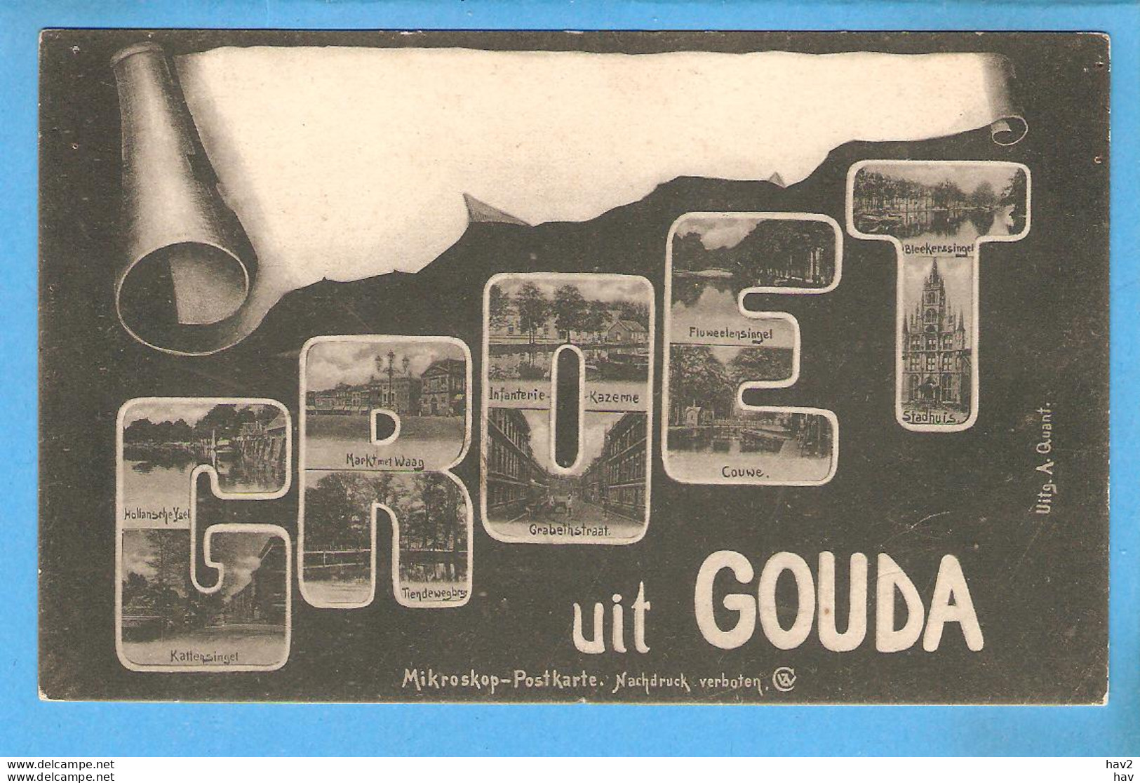 Gouda Fantasie Groet Mikroskop Postkarte RY54207 - Gouda