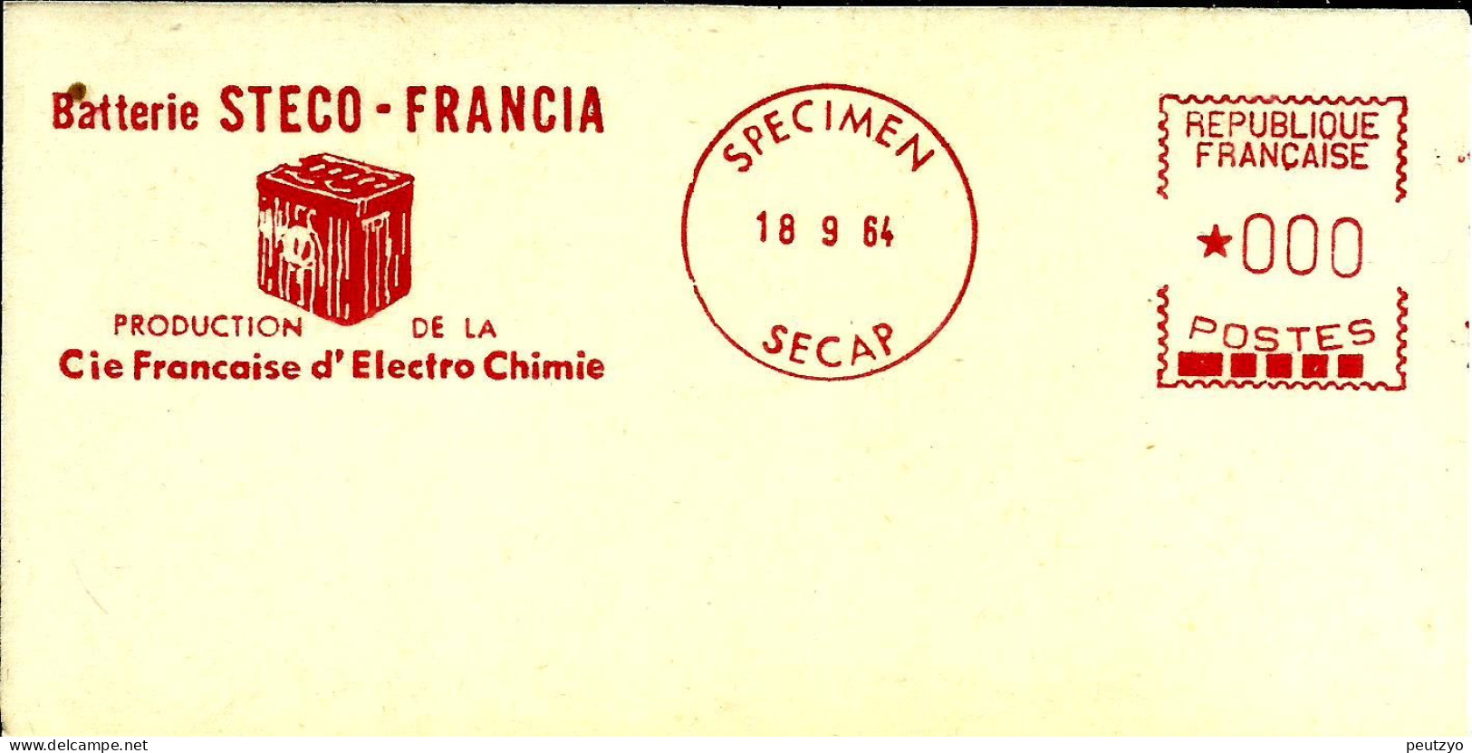 Lettre Ema Specimen SECAP 1964 Batterie  STECO FRANCIA  Cie Francaise Electro Chimie Accu Electricité Metier A 89/18 - Usines & Industries