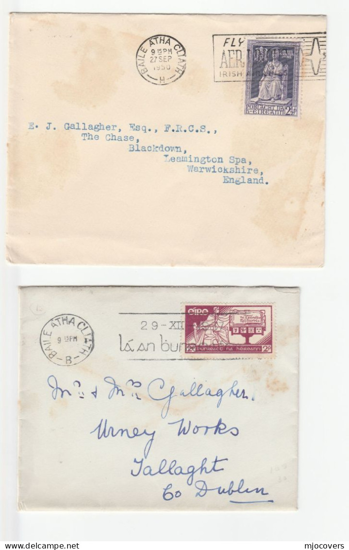 1937 CONSTITUTION FDC With Slogan + 1950 HOLY YEAR Cover AER LINGUS Slogan Aviation IRELAND Stamps - Colecciones & Series