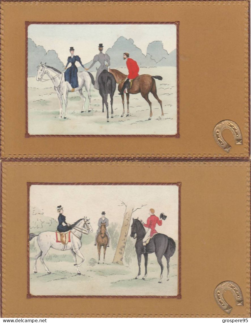 CHEVEAUX AVEC CAVALIERS CARTES EMBOSSEES AVEC FER A CHEVAL GES GESCH DEPOSE - Non Classificati