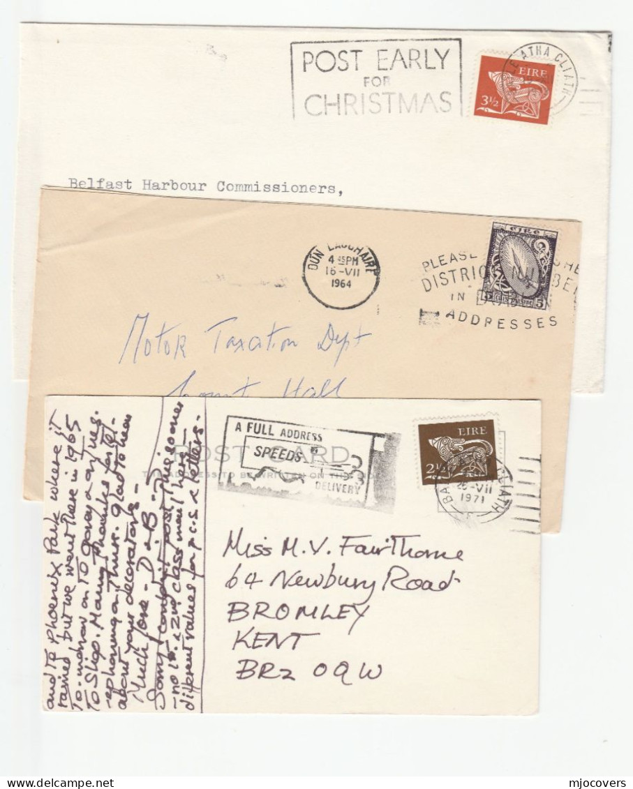 1964 - 1973 IRELAND Post  Topic SLOGAN COVERS Post Early, District Numbers, Speed Delivery , Cover Stamps - Verzamelingen & Reeksen