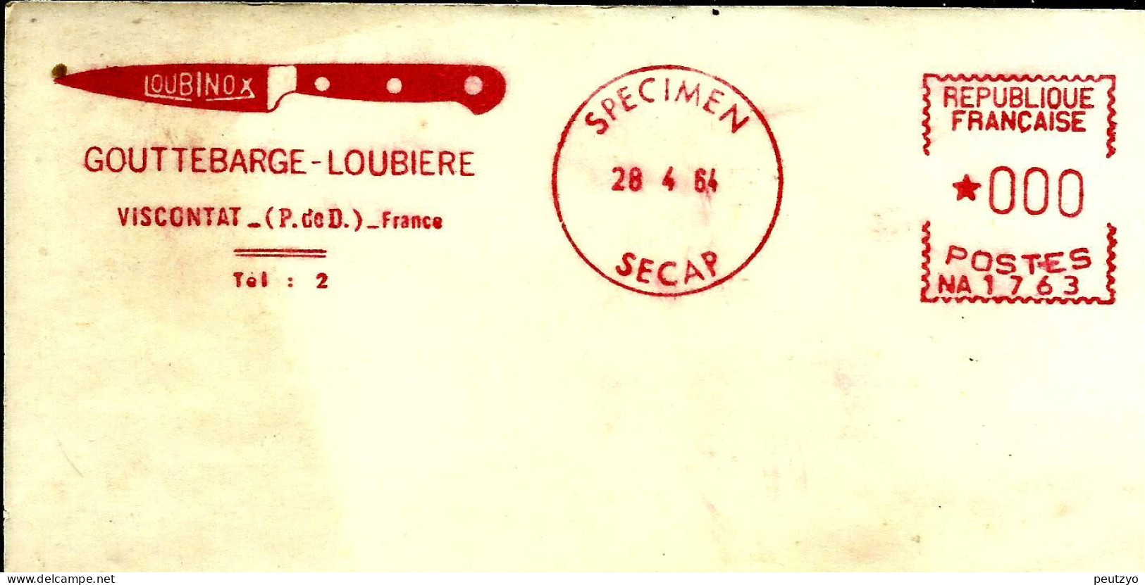 Lettre Ema Specimen SECAP 1964 Couteau  Loubinox Gouttebarge Loubiere Metier  63 Viscontat A 89/21 - Usines & Industries