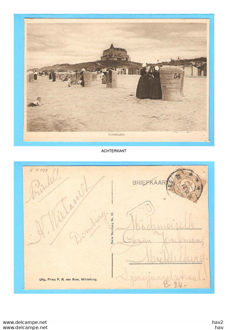 Domburg Strandgezicht Badstoelen 1921 RY55145 - Domburg