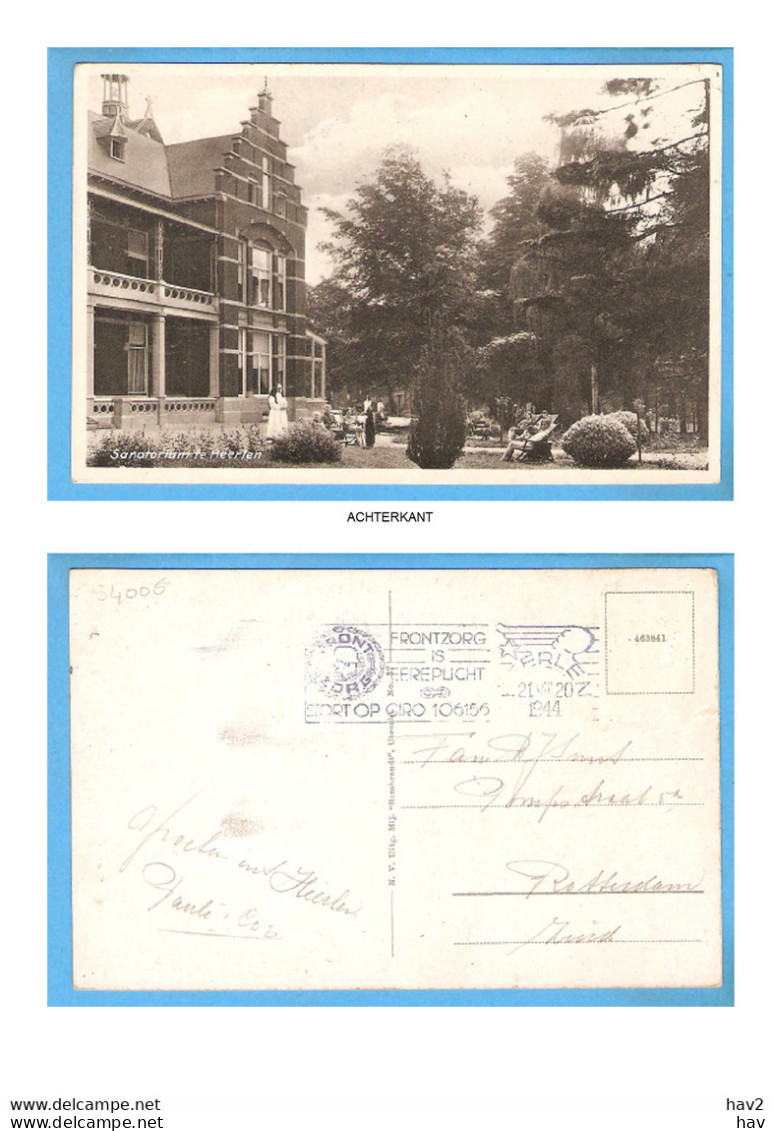 Heerlen Sanatorium Stempel Frontzorg 1944 RY54006 - Heerlen