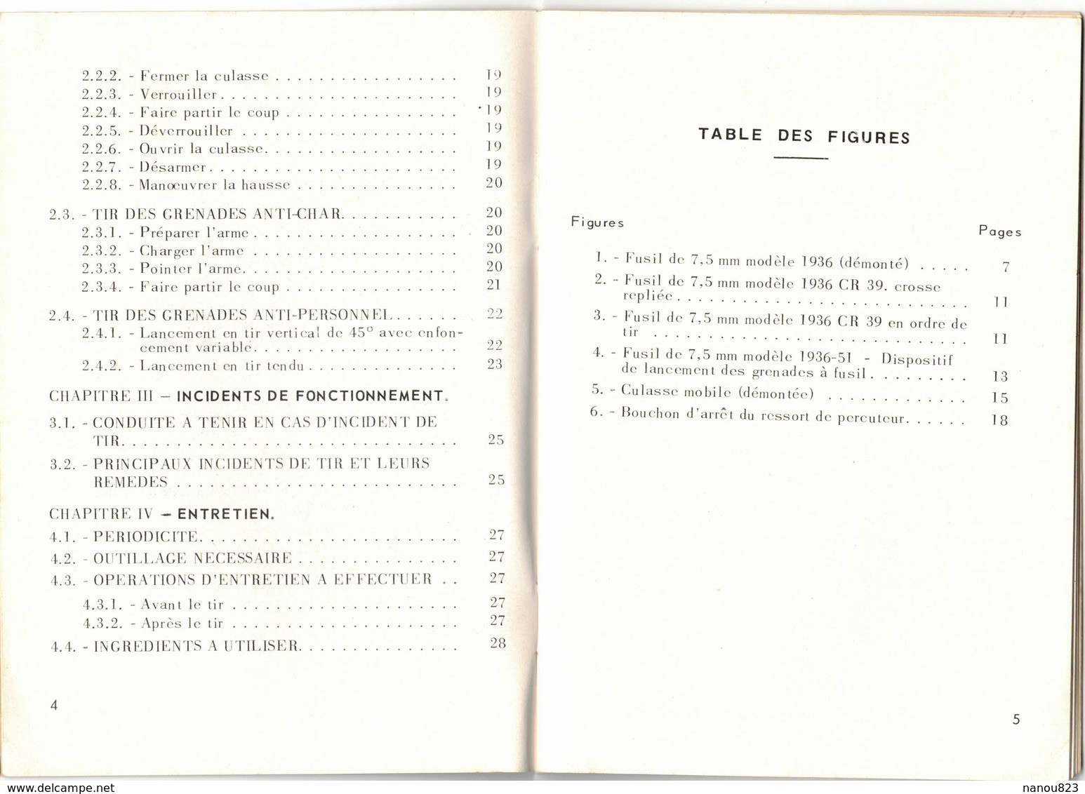 MILITARIA GUIDE TECHNIQUE FUSILS A REPETITION DE 7,5 Mm MODELE 1036 / 1936 CR 39 / 1936 51 - Ed N° 4 Année 1976 Fusil - Other & Unclassified