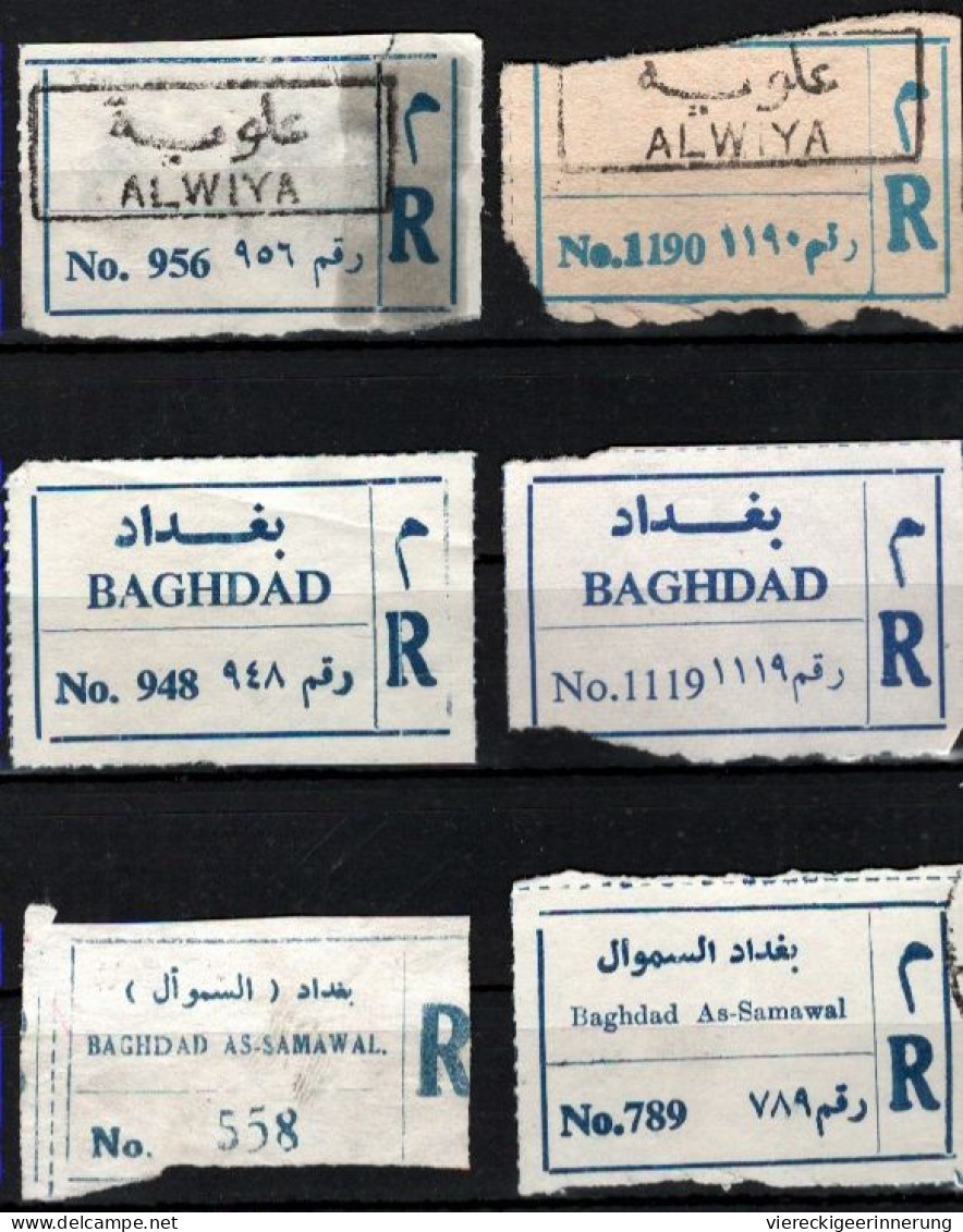 ! 2 Steckkarten Mit 23 R-Zetteln Aus Irak, Iraq, Baghdad, Mosul, Msarif, Einschreibzettel, Reco Label - Iraq