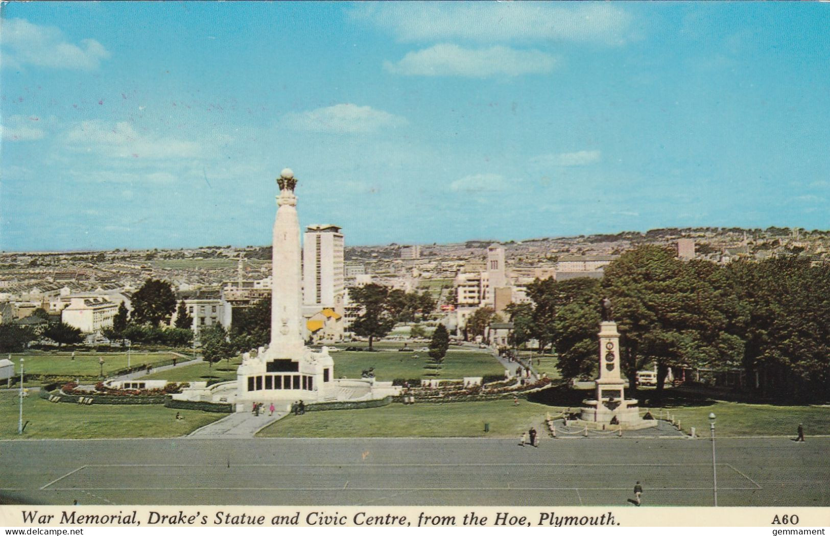 PLYMOUTH -WAR MEMORIAL, DRAKE STATUE @ CIVIC CENTRE - Plymouth