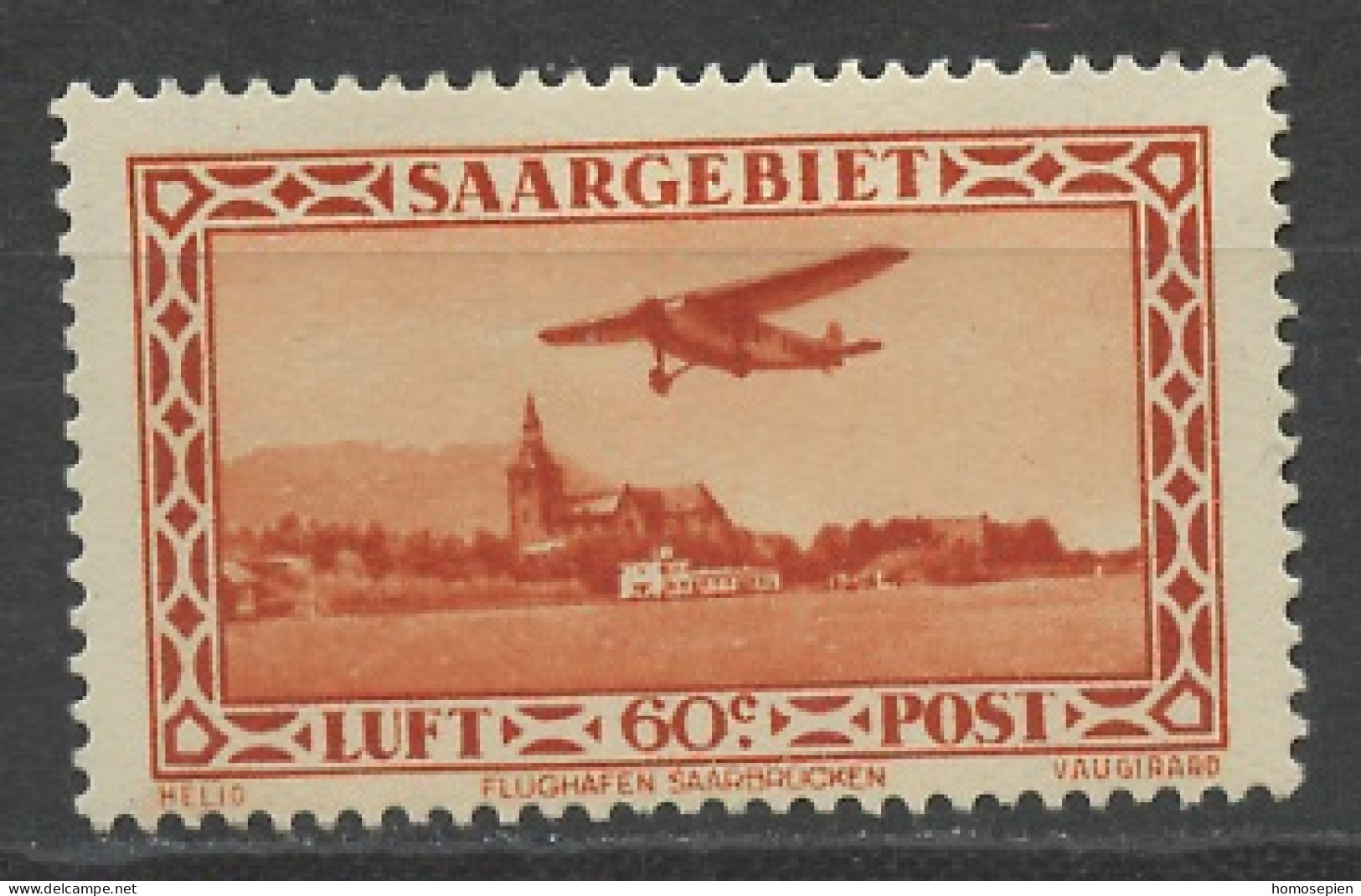 Sarre - Saarland Poste Aérienne 1932 Y&T N°PA3 - Michel N°F158 * - 60c église Saint Arnual - Luftpost