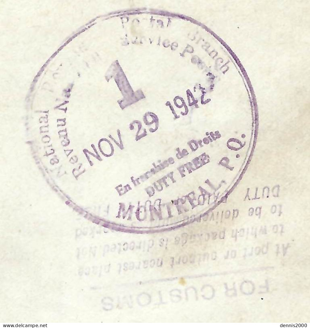 Nov. 29 1942 -  Enveloppe  Affr. FRANCE LIBRE  Y & T N° 269  Censure - Lettres & Documents