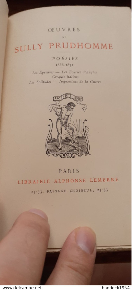 poèsies 5 tomes SULLY PRUDHOMME alphonse lemerre 1900