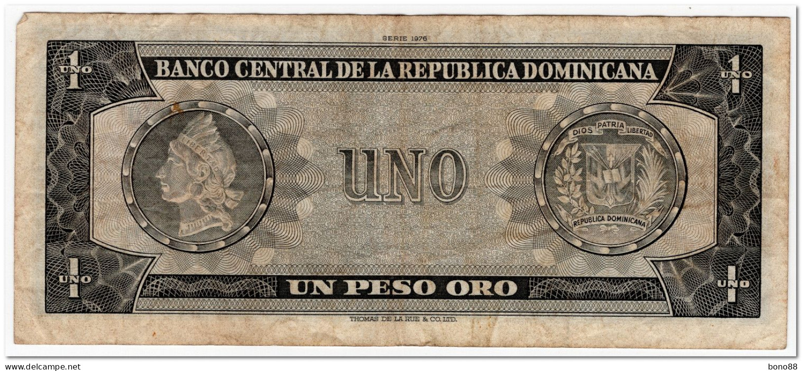 DOMINICAN REPUBLIC,1 PESO ORO,1976,P.108,FINE - República Dominicana