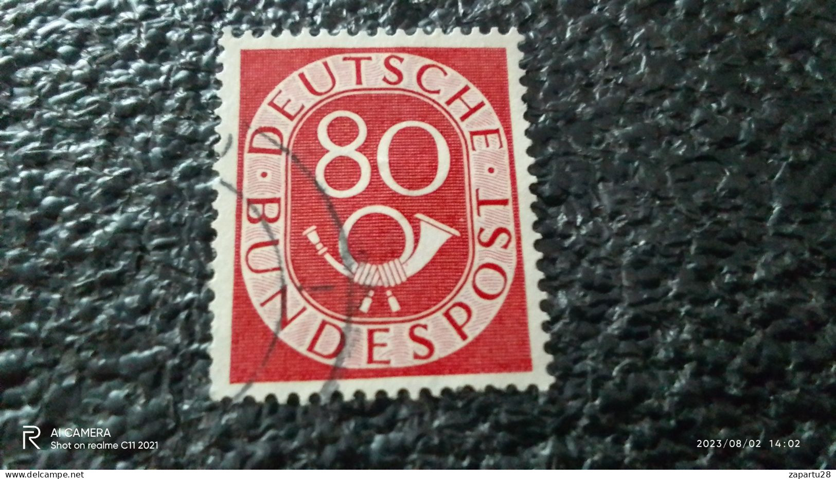 FEDERAL CUMHURİYET-1948-54       80PFG    POSTHORN    USED - Gebraucht